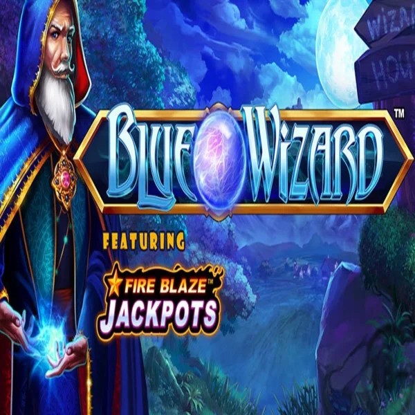 Blue Wizard Fire Blaze Jackpots by Rarestone Gaming, showcased at fugucasinoo.eu.com – game logo